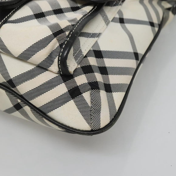 BURBERRY Nova Check Blue Label Shoulder Bag Nylon White Auth 127186
