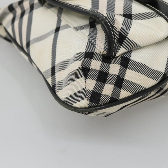 BURBERRY Nova Check Blue Label Shoulder Bag Nylon White Auth 127186