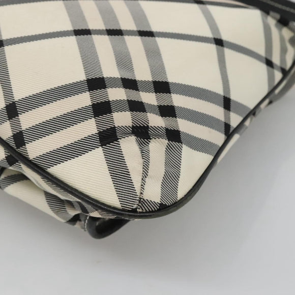 BURBERRY Nova Check Blue Label Shoulder Bag Nylon White Auth 127186