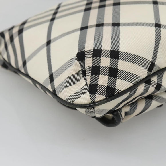BURBERRY Nova Check Blue Label Shoulder Bag Nylon White Auth 127186