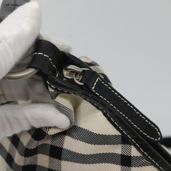 BURBERRY Nova Check Blue Label Shoulder Bag Nylon White Auth 127186