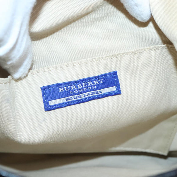 BURBERRY Nova Check Blue Label Shoulder Bag Nylon White Auth 127186