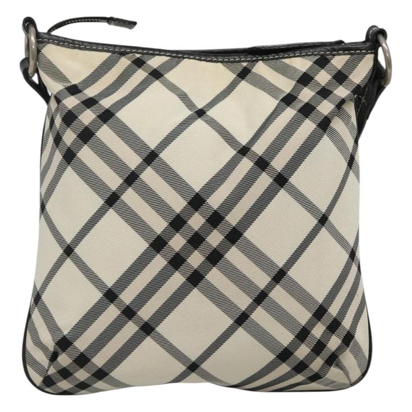 BURBERRY Nova Check Blue Label Shoulder Bag Nylon White Auth 127186