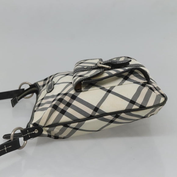 BURBERRY Nova Check Blue Label Shoulder Bag Nylon White Auth 127186