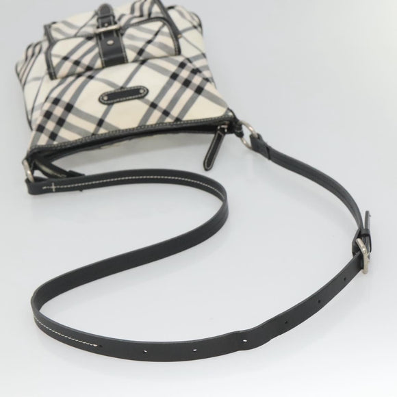 BURBERRY Nova Check Blue Label Shoulder Bag Nylon White Auth 127186
