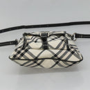 BURBERRY Nova Check Blue Label Shoulder Bag Nylon White Auth 127186-5