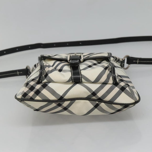 BURBERRY Nova Check Blue Label Shoulder Bag Nylon White Auth 127186