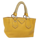 PRADA Hand Bag Leather Yellow Silver Auth 127193-1