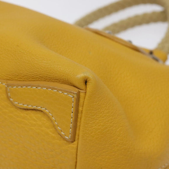 PRADA Hand Bag Leather Yellow Silver Auth 127193