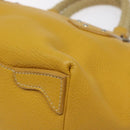PRADA Hand Bag Leather Yellow Silver Auth 127193-16