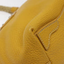 PRADA Hand Bag Leather Yellow Silver Auth 127193-17