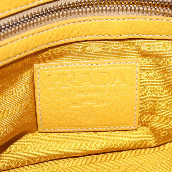PRADA Hand Bag Leather Yellow Silver Auth 127193