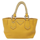 PRADA Hand Bag Leather Yellow Silver Auth 127193-13