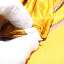 PRADA Hand Bag Leather Yellow Silver Auth 127193-12