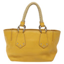 PRADA Hand Bag Leather Yellow Silver Auth 127193-2