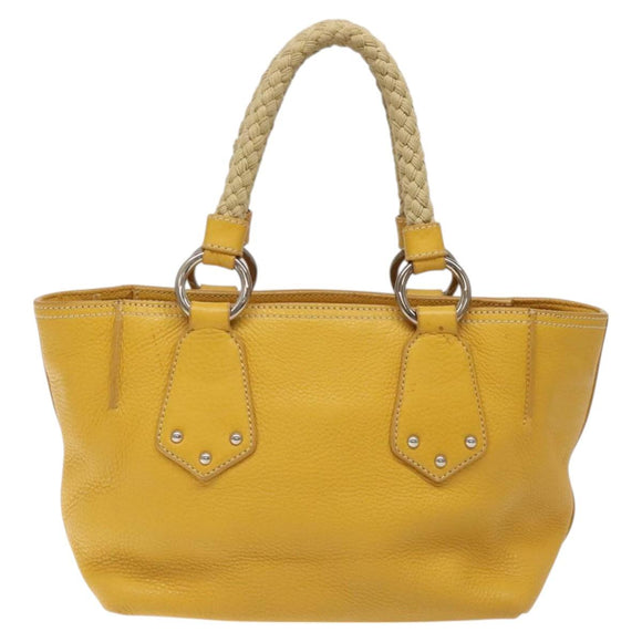 PRADA Hand Bag Leather Yellow Silver Auth 127193
