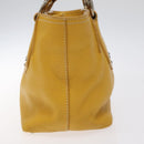 PRADA Hand Bag Leather Yellow Silver Auth 127193-4