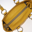 PRADA Hand Bag Leather Yellow Silver Auth 127193-6