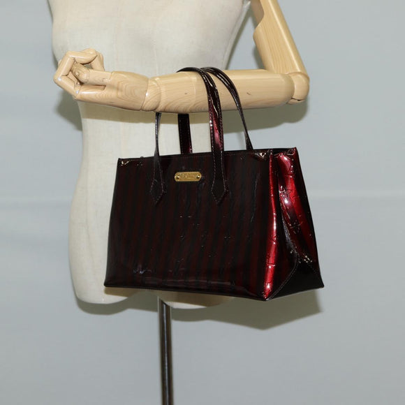 LOUIS VUITTON Vernis Rayure Wilshire PM Bag Pomme D'amour M91701 LV Auth 127206V