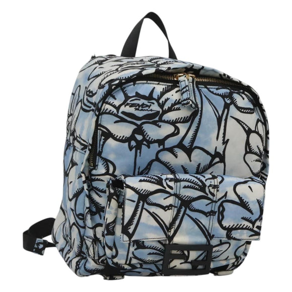 FENDI Rugzak Nylon Lichtblauw Goud Authentiek 127211A