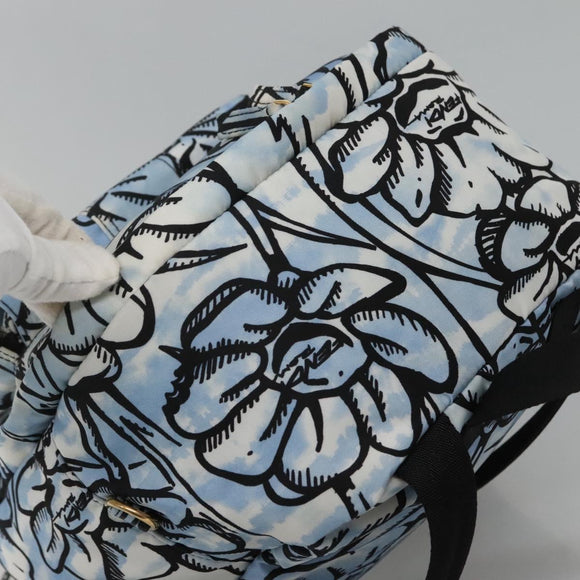 FENDI Backpack Nylon Light Blue Gold Auth 127211