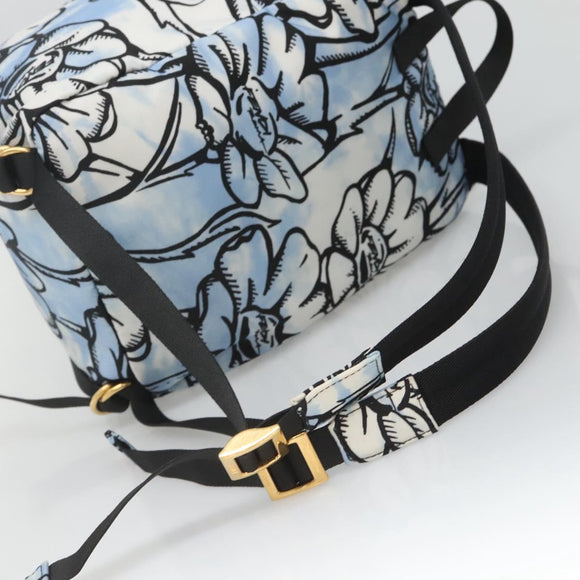 FENDI Backpack Nylon Light Blue Gold Auth 127211