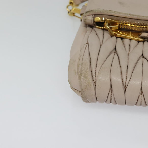 Miu Miu Matelasse Shoulder Bag Leather Pink Gold Auth 127214