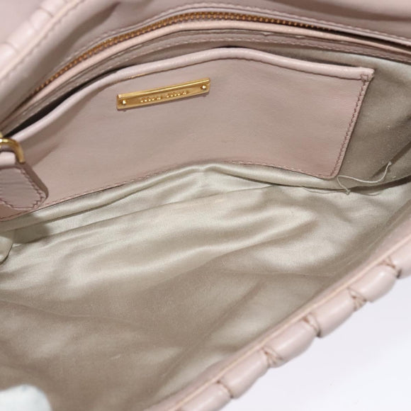 Miu Miu Matelasse Shoulder Bag Leather Pink Gold Auth 127214