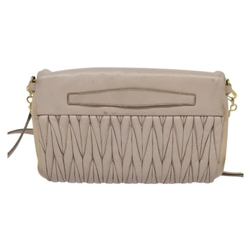 Miu Miu Matelasse Shoulder Bag Leather Pink Gold Auth 127214 - 0