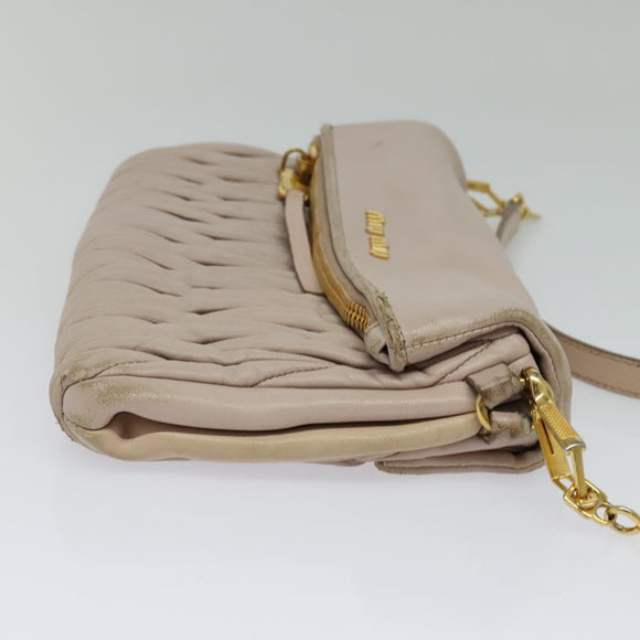 Miu Miu Matelasse Shoulder Bag Leather Pink Gold Auth 127214