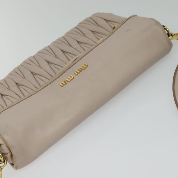 Miu Miu Matelasse Shoulder Bag Leather Pink Gold Auth 127214