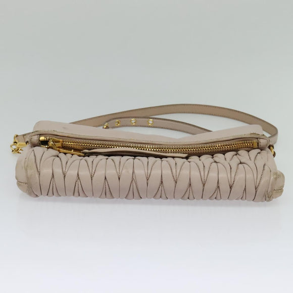 Miu Miu Matelasse Shoulder Bag Leather Pink Gold Auth 127214