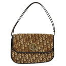 Christian Dior Trotter Canvas Shoulder Bag Brown Gold Auth 127215-1