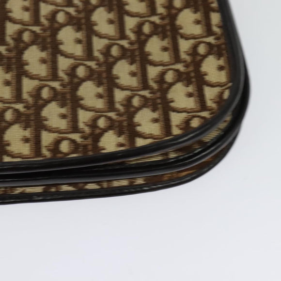 Christian Dior Trotter Canvas Shoulder Bag Brown Gold Auth 127215