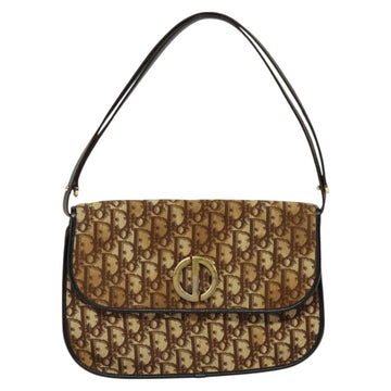 Christian Dior Trotter Canvas Shoulder Bag Brown Gold Auth 127215 - 0