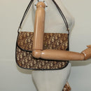 Christian Dior Trotter Canvas Shoulder Bag Brown Gold Auth 127215-20