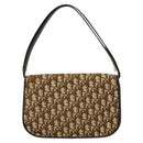Christian Dior Trotter Canvas Shoulder Bag Brown Gold Auth 127215-3