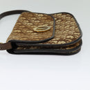 Christian Dior Trotter Canvas Shoulder Bag Brown Gold Auth 127215-4