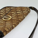 Christian Dior Trotter Canvas Shoulder Bag Brown Gold Auth 127215-6