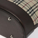 BURBERRY Nova Check Tote Bag Canvas Beige Silver Auth 127216-10