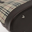 BURBERRY Nova Check Tote Bag Canvas Beige Silver Auth 127216-11