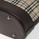 BURBERRY Nova Check Tote Bag Canvas Beige Silver Auth 127216-12