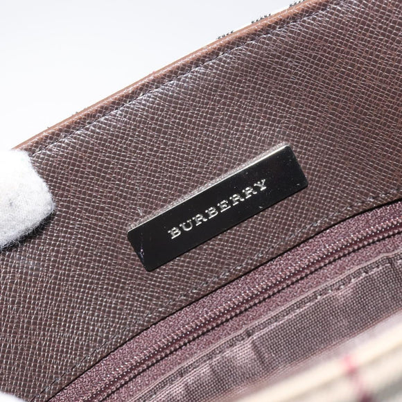 BURBERRY Nova Check Tote Bag Canvas Beige Silver Auth 127216