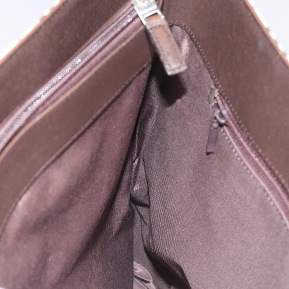 BURBERRY Nova Check Tote Bag Canvas Beige Silver Auth 127216