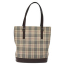 BURBERRY Nova Check Tote Bag Canvas Beige Silver Auth 127216-2