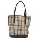BURBERRY Nova Check Tote Bag Canvas Beige Silver Auth 127216-3