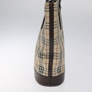 BURBERRY Nova Check Tote Bag Canvas Beige Silver Auth 127216-4