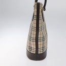 BURBERRY Nova Check Tote Bag Canvas Beige Silver Auth 127216-5