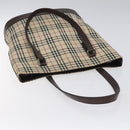 BURBERRY Nova Check Tote Bag Canvas Beige Silver Auth 127216-6