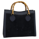 GUCCI Bamboo Hand Bag Suede Navy Gold 002 123 0260 Auth 127217-1